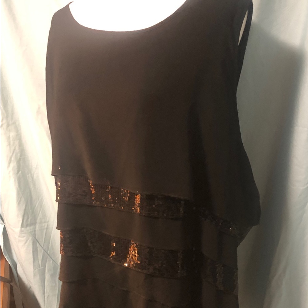 Beautiful Black Tiered Tank Sequins 30/32 - Picture 1 of 4